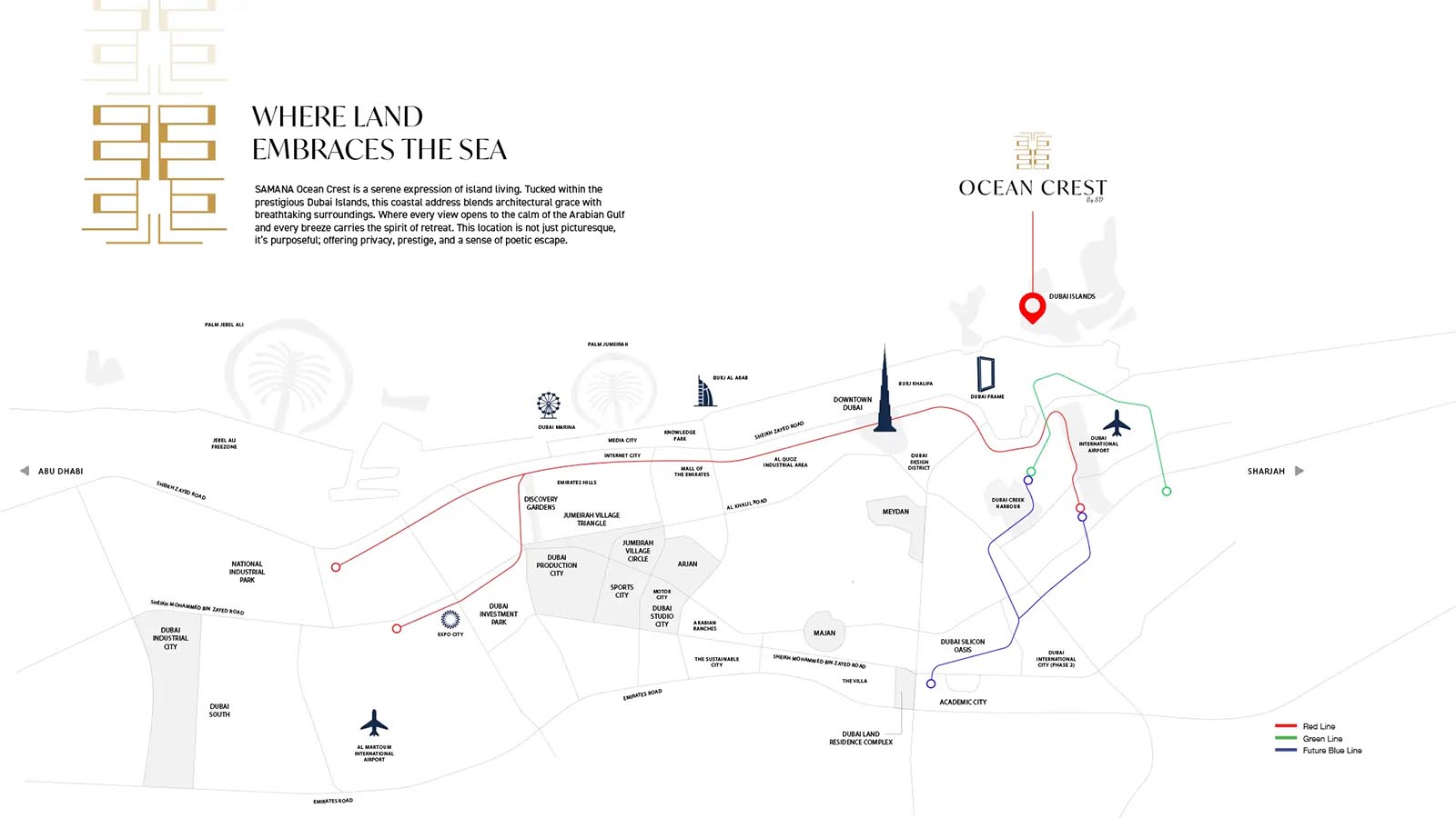Samana Ocean Crest location map, Dubai Islands
